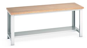 Bott MPX Top Workbench with Half Shelf - 2000Wx750Dx840mmH Industrial Bench with Half Depth Shelf Under for Storage 41003181 